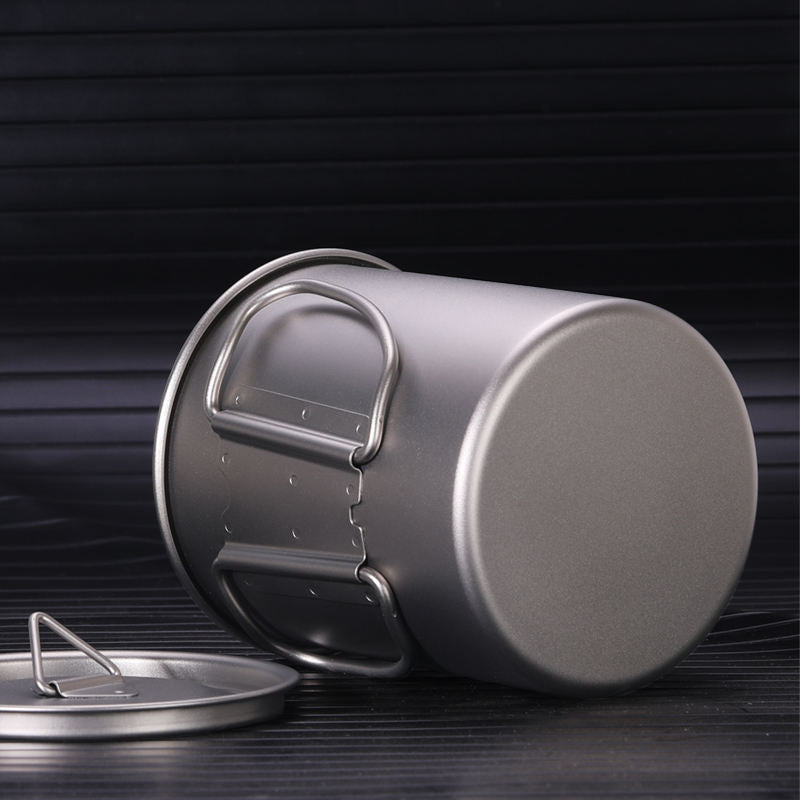 CHOKHA Titanium Camping Cup 450ml – Ultralight Coffee, Tea, Water Mug with Folding Handle