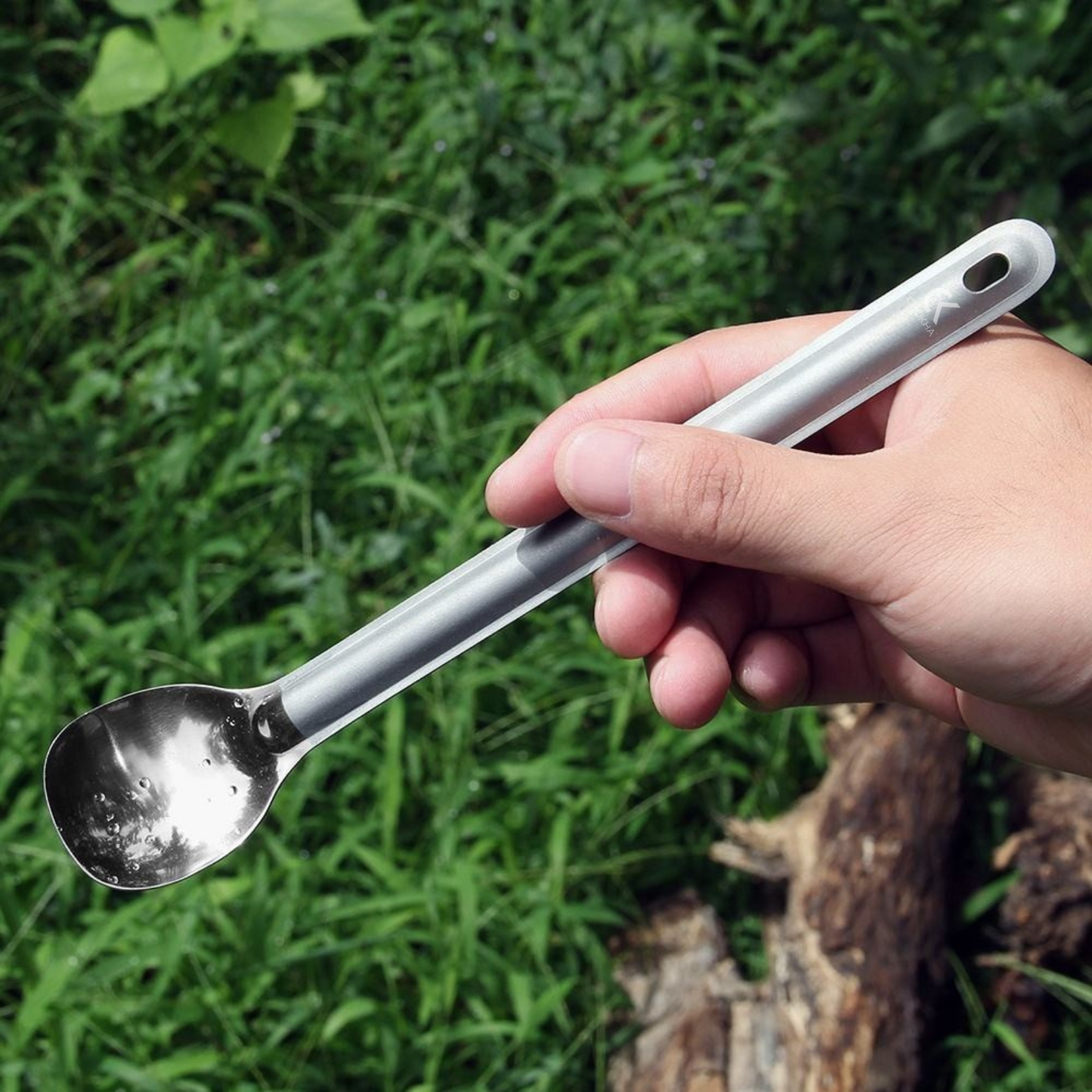 CHOKHA Titanium Long Handle Spoon & Spork Set – Ultralight with Polished Bowl for Camping, Hiking & Everyday Use