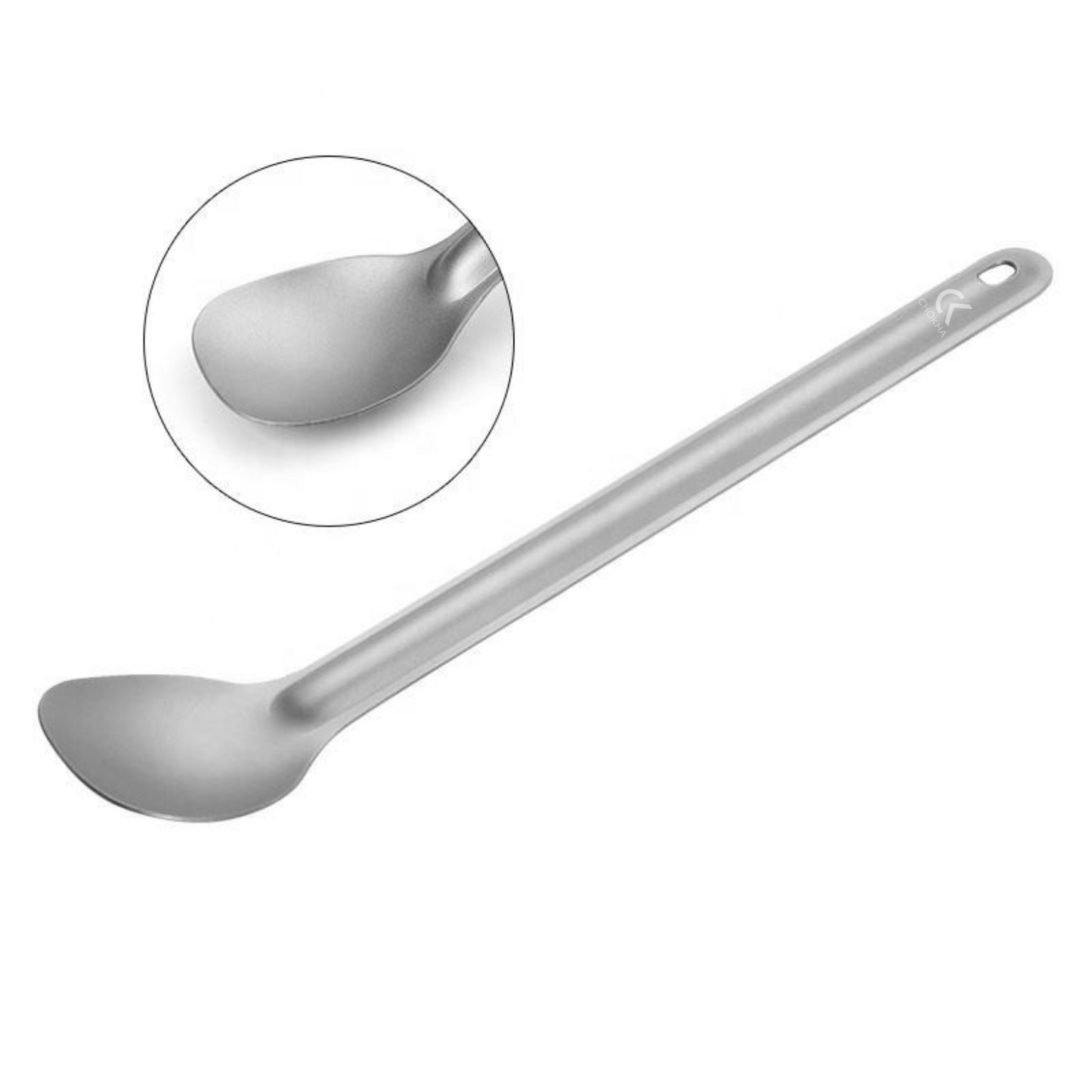 CHOKHA Titanium Long Handle Spoon & Spork Set – Ultralight with Polished Bowl for Camping, Hiking & Everyday Use