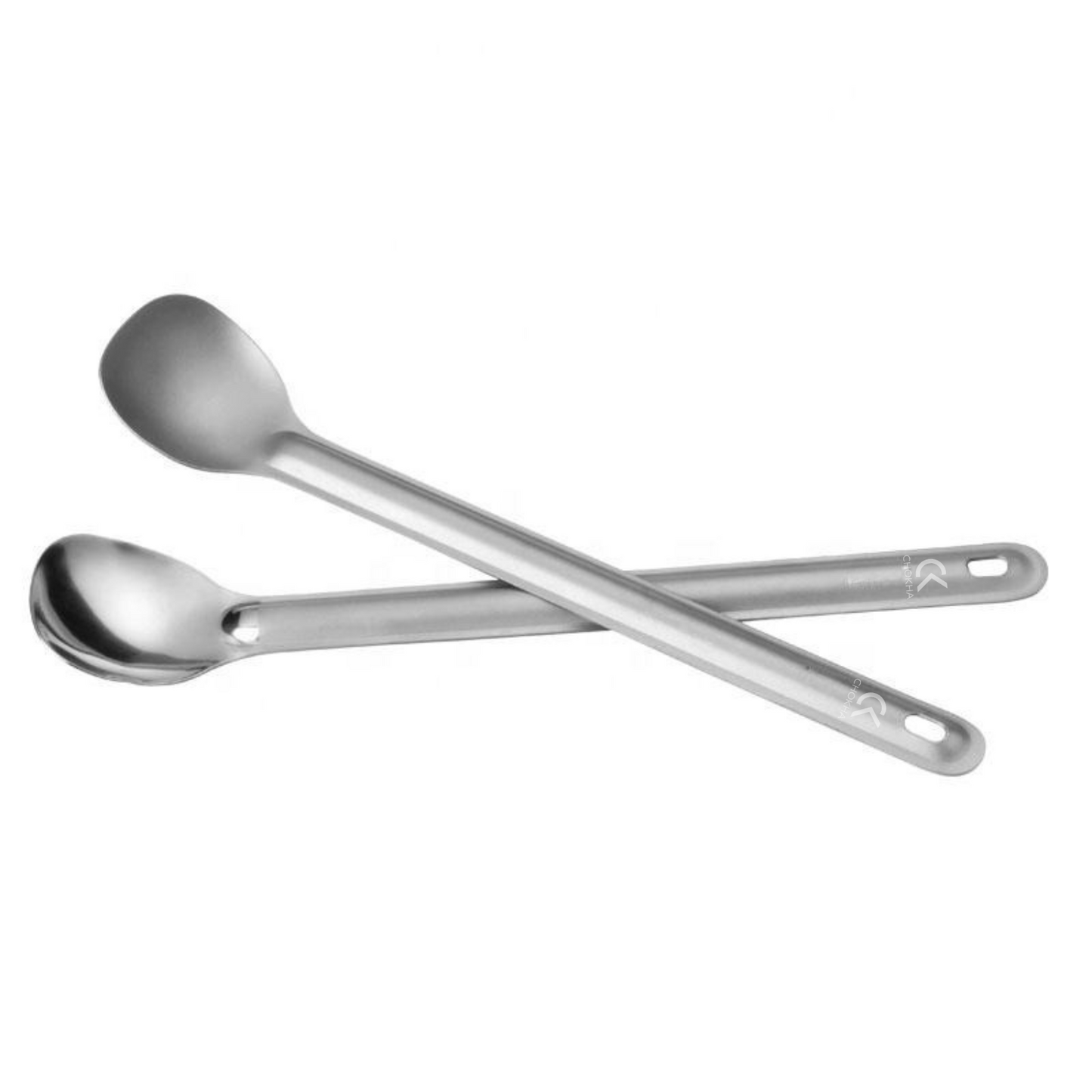 CHOKHA Titanium Long Handle Spoon & Spork Set – Ultralight with Polished Bowl for Camping, Hiking & Everyday Use
