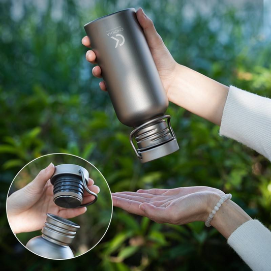 CHOKHA 750ml Titanium Water Bottle – Ultralight Sport Bottle with Lid for Camping, Hiking, Outdoor & Everyday Use