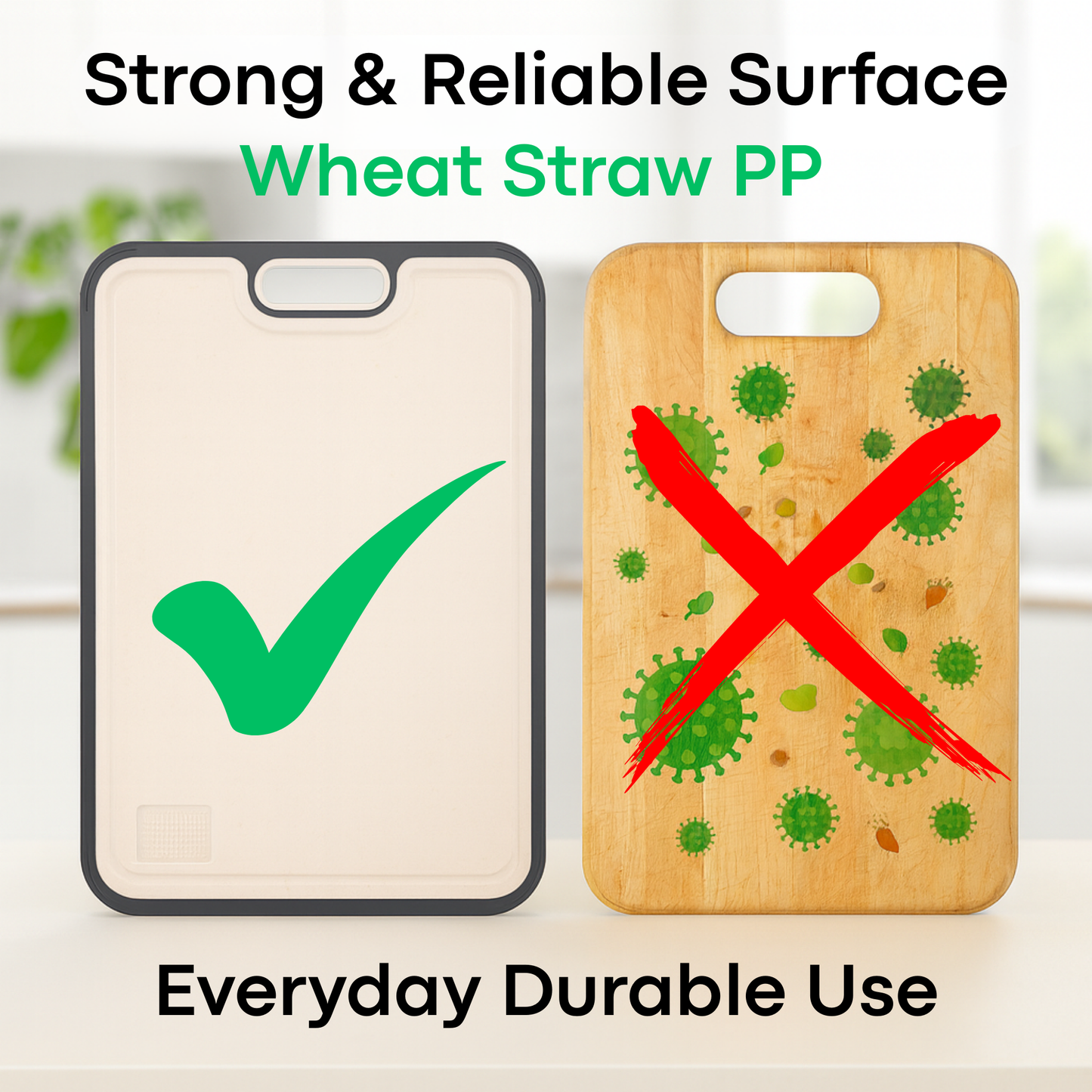 CHOKHA Titanium Cutting Board for Kitchen – Double-Sided, Pure Titanium & Wheat Straw, Food-Grade, Easy to Clean, 16”×11”