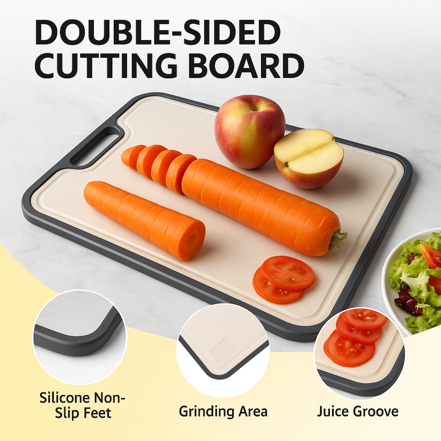 CHOKHA Titanium Cutting Board for Kitchen – Double-Sided, Pure Titanium & Wheat Straw, Food-Grade, Easy to Clean, 16”×11”