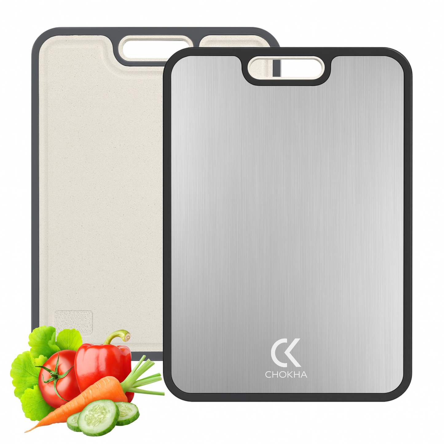 CHOKHA Titanium Cutting Board for Kitchen – Double-Sided, Pure Titanium & Wheat Straw, Food-Grade, Easy to Clean, 16”×11”