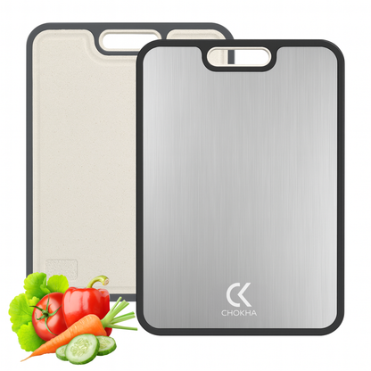 CHOKHA Titanium Cutting Board for Kitchen – Double-Sided, Pure Titanium & Wheat Straw, Food-Grade, Easy to Clean, 16”×11”