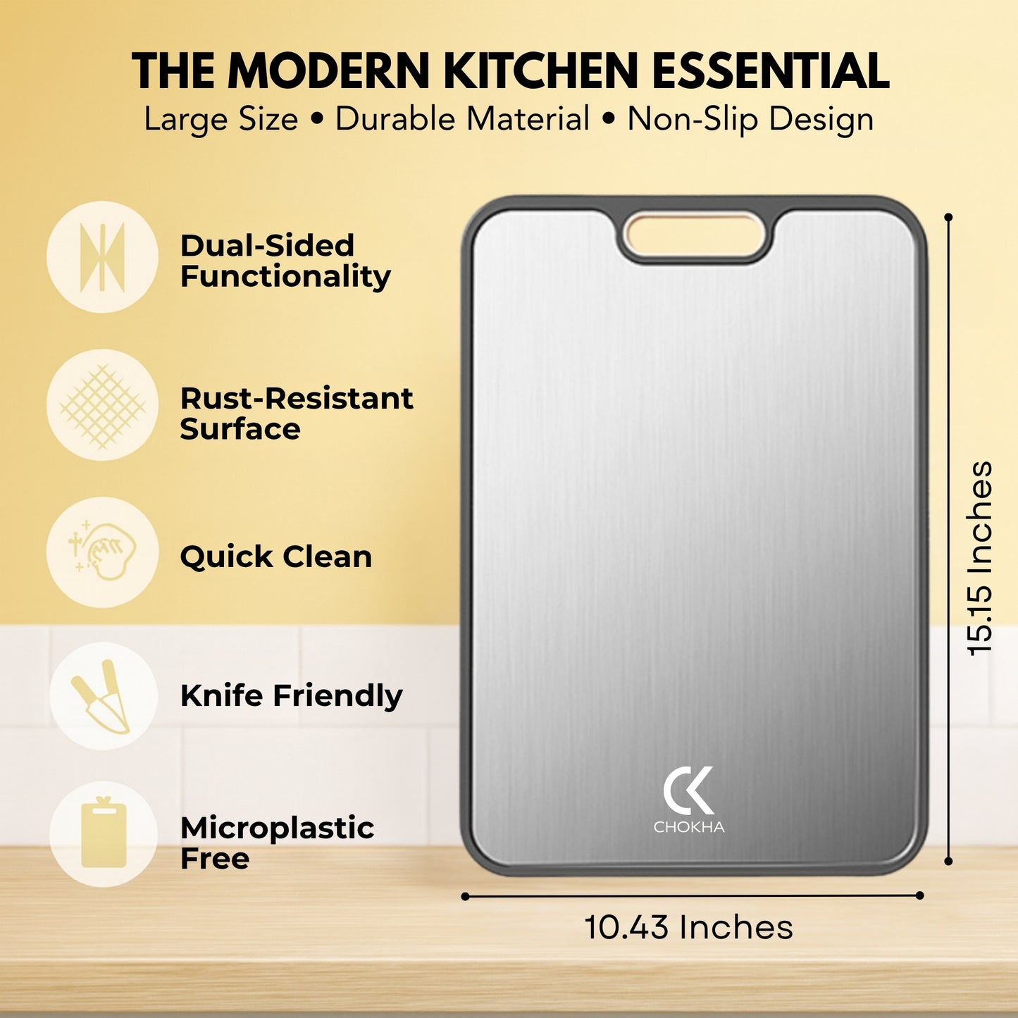 CHOKHA Titanium & Wheat Straw Cutting Board – Double-Sided, Food-Grade, Easy to Clean, Knife-Friendly, 16×11 Kitchen Cutting Board