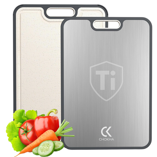 CHOKHA Titanium & Wheat Straw Cutting Board – Double-Sided, Food-Grade, Easy to Clean, Knife-Friendly, 16×11 Kitchen Cutting Board