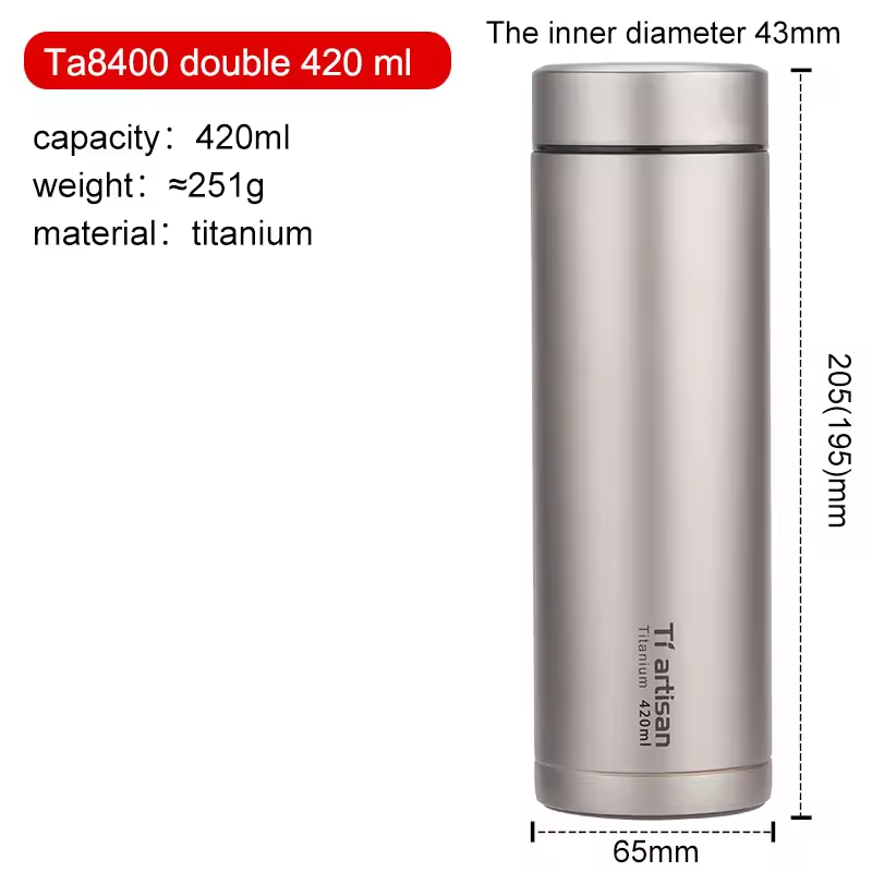 Chokha Pure Titanium Thermos Cup – 420ml | BPA-Free Double Wall Vacuum Water Bottle