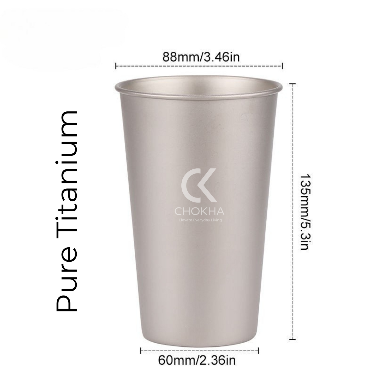 CHOKHA Titanium Beer Cup 500ml – Ultralight Coffee Mug for Camping, Hiking, Outdoor Travel