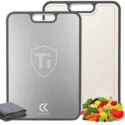 CHOKHA Titanium & Wheat Straw Cutting Board – Double-Sided, Food-Grade, Easy to Clean, Knife-Friendly, 16×11 Kitchen Cutting Board