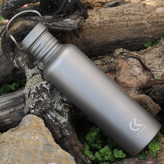 CHOKHA 750ml Titanium Water Bottle – Ultralight Sport Bottle with Lid for Camping, Hiking, Outdoor & Everyday Use